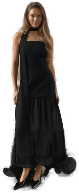 Gina Tricot Bandeau frill maxi dress svart