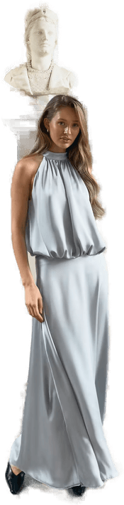 Gina Tricot Satin halterneck dress Blå