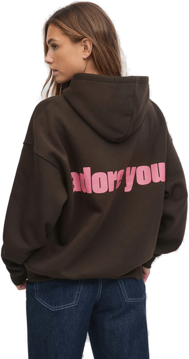 Gina Tricot Oversized print hoodie Brun