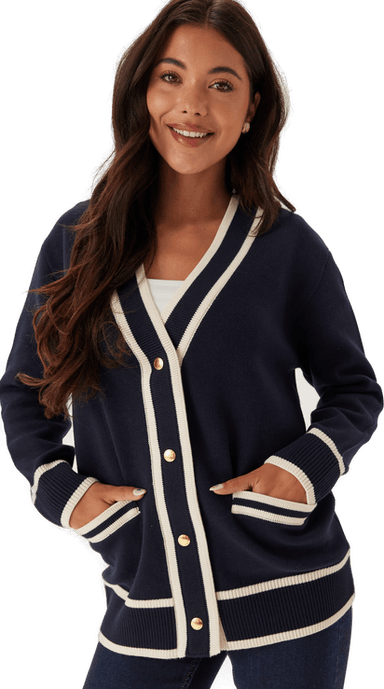 Gant Contrast Knit Cardigan