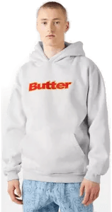 Butter Goods Felt Logo Applique hettegenser Hvit