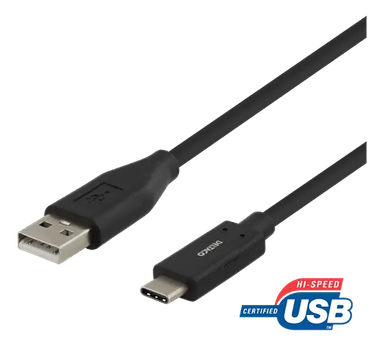 Deltaco USB-C til USB-A kabel, 1m