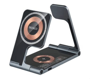 Deltaco 3-i-1 trådløs lader 15W