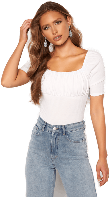 Bubbleroom Rushed Square Neck Top