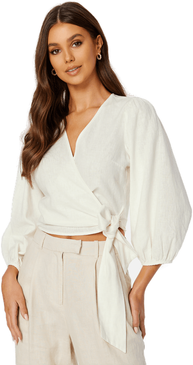 Bubbleroom CC Linen wrap blouse