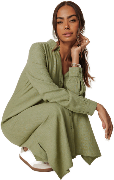 Happy Holly Linen Shirt Dress