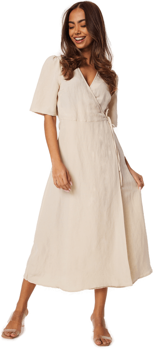 Bubbleroom Linen Blend Wrap Dress