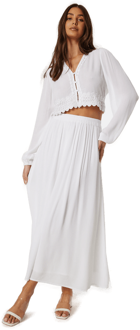 Bubbleroom Viscose Crepe Maxi Skirt