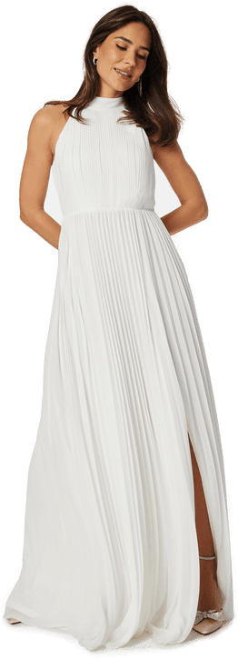 Bubbleroom Occasion Pleated Halter Neck Gown