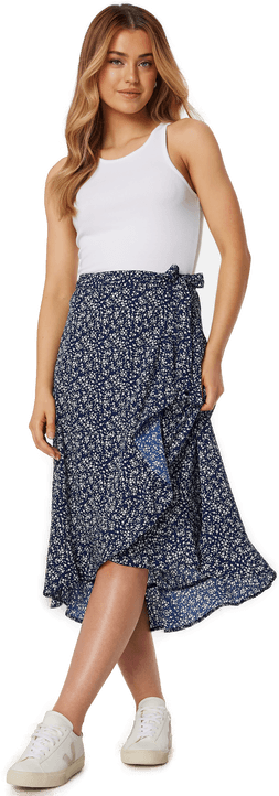 Bubbleroom Flounce Midi Wrap Skirt
