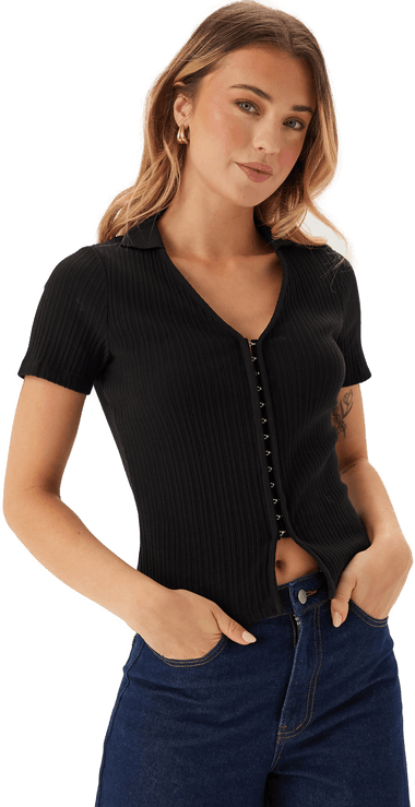 Bubbleroom Short Sleeve Collar Top