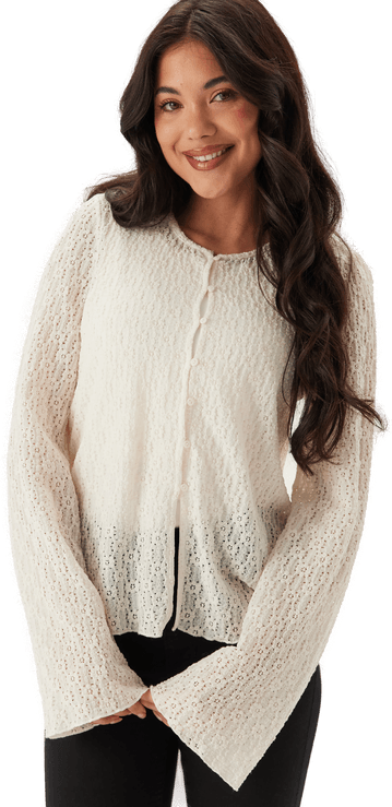 Happy Holly Trumpet Sleeve Lace Cardigan