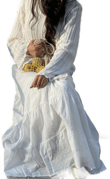 Happy Holly Cotton Dobby Dot Maxi Skirt