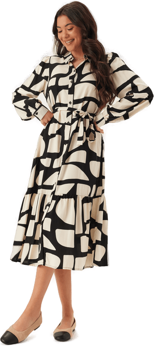 Happy Holly Viscose Flounce Shirt Dress