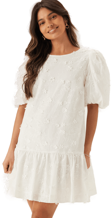 Bubbleroom Occasion 3D Embroidered Puff Sleeve Dress
