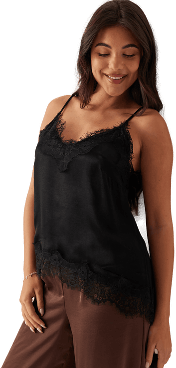 Bubbleroom Viscose Satin Lace Singlet