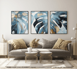 Namly Design Blå Monstera-blader 3-sett