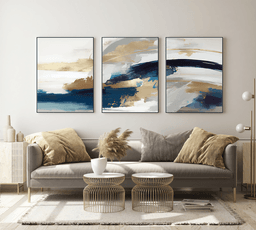 Namly Design Gylden og blå sprutkunst sett med 3