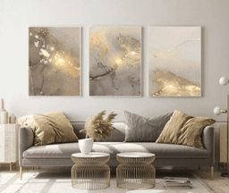 Namly Design Gyldent marmormønster Plakater sett med 3