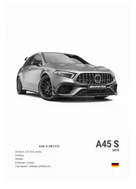 Namly Design Plakat – Luksus svart og hvit sportsbil A45 S