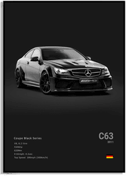 Namly Design Plakat Luksus svart og hvit sportsbil C 63 2011