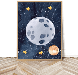 Namly Design Måne og Stjerner Plakat