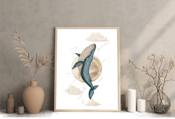 Namly Design Hval og Måne Plakat