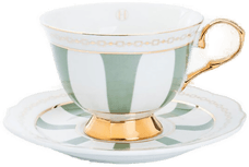 Hilke Strisce Salvia kopp med fat 22 cl