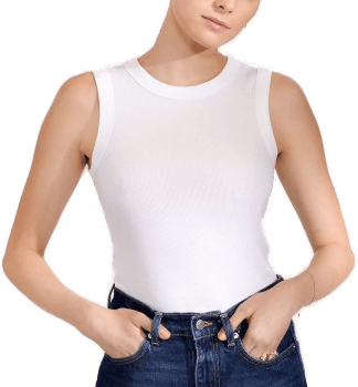 Bread & Boxers Tank Crew Neck Ribbed Hvit