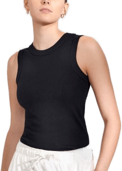 Bread & Boxers Tank Crew Neck Ribbed Svart