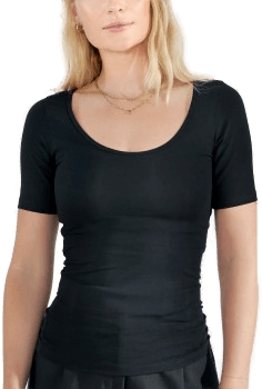 Bread & Boxers T-Shirt Scoop Neck Svart