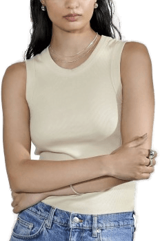 Bread & Boxers Tank Crew Neck Ribbed Sand