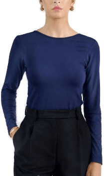 Bread & Boxers Long Sleeve Scoop Back Shirt Marine