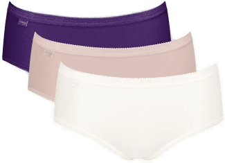 Sloggi Basic Plus Midi Truser 3P Hvit/Lilla