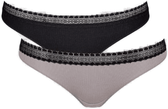 Sloggi GO Ribbed Brazilian Truser 2P Svart/Grå