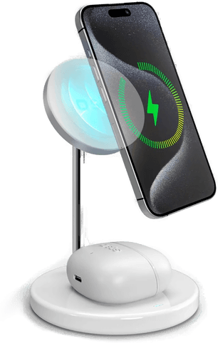 SBS Qi2 2-i-1 Trådløs Lader - Hvit