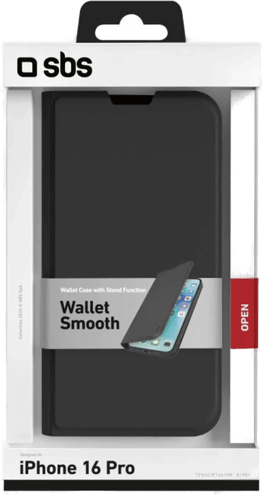 Sbs Lommebokdeksel for iPhone 16 Pro - Svart