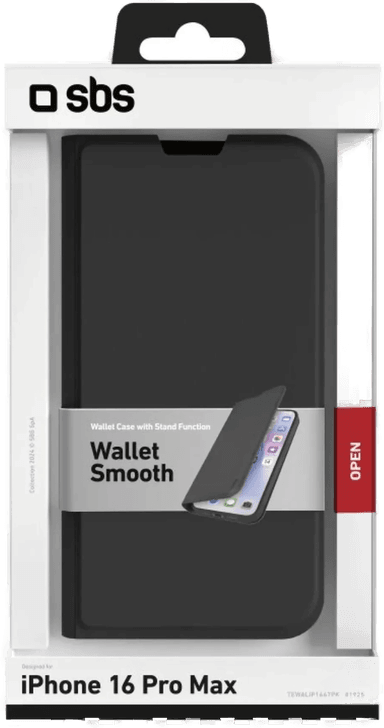 Sbs Lommebokdeksel iPhone 16 Pro Max - Svart