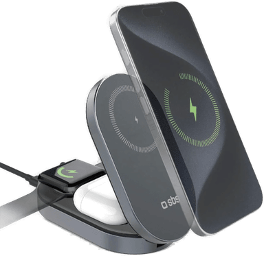 Sbs Qi2 3-i-1 Foldbar Trådløs Lader