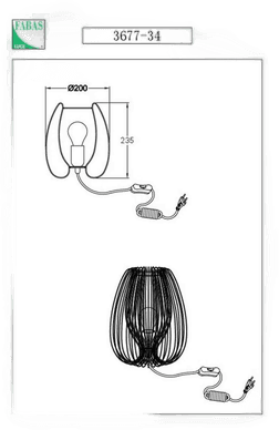 Fabas Luce Camp bordlampe, svart, Ø 20 cm