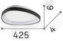 Ideallux Gemini LED taklampe, svart, 42,5 cm