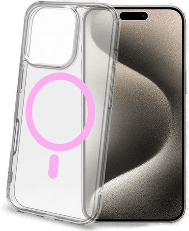 Gelskinmag Magnetisk Deksel MagSafe iPhone 16 Pro Transparent/Rosa