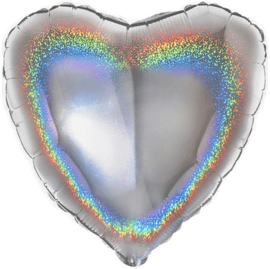 Ballongkungen Folieballong Hjerte Glitter Sølv 91 cm