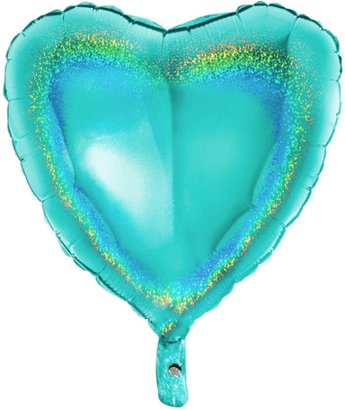 Ballongkungen Folieballong Hjerte Glitter Turkis 91 cm