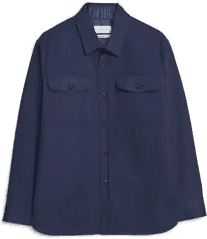 Caruso Twill Cotton Overshirt Navy