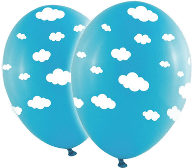 Ballongkungen Babyblå med Hvite Skyer - 10-pakning