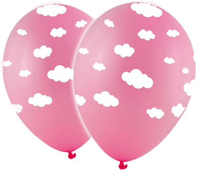 Ballongkungen Rosa Ballonger med Hvite Skyer - 10-pakning