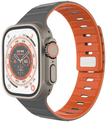 Fixed Magnetisk Silikonrem Apple Watch Grå/Oransje