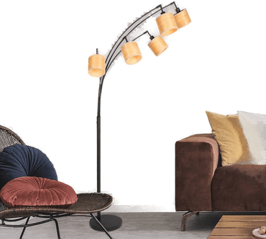 Steinhauer Gulvlampe bambus 5-flammers