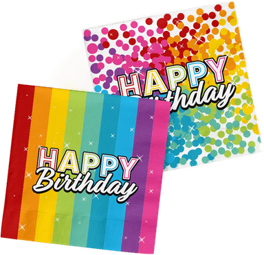 Folat Servietter Happy Birthday Rainbow